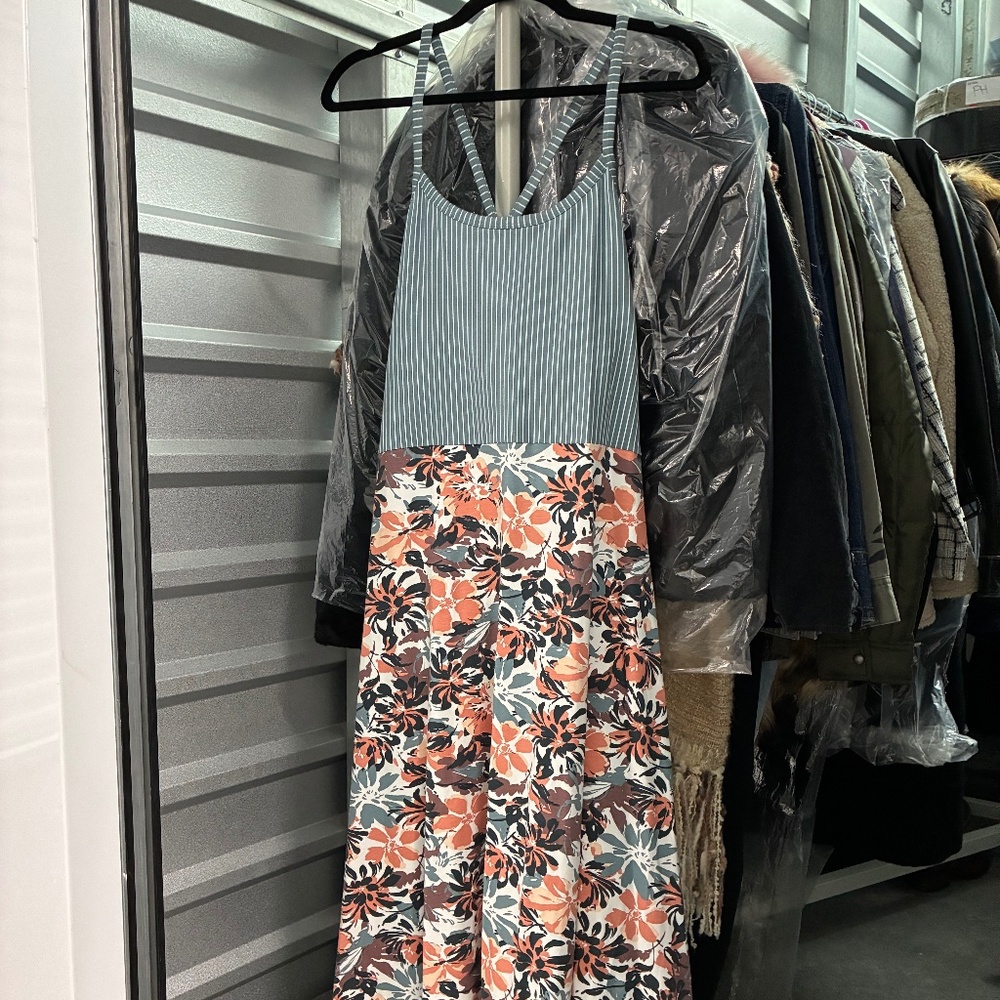 Pact Organic Cotton A-line Floral/Striped Sundress NEW
